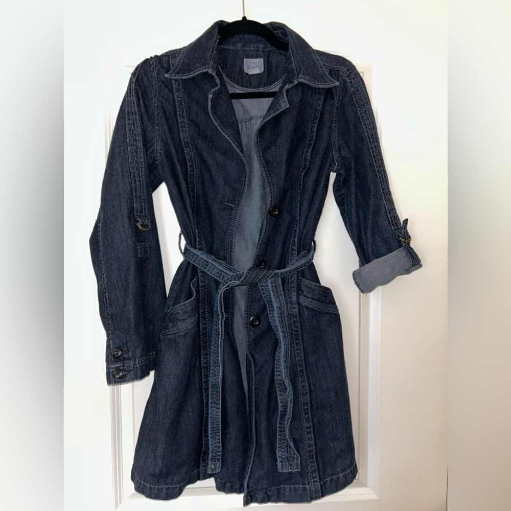 Women’s Converse One Star jeans jacket/trench coat size medium.